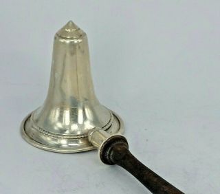 Silver Flower Bell Ended Candle Snuffer Extinguisher On Turned Wooden Handle