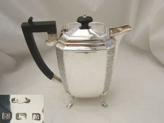 Rare Hm Sterling Silver Art Deco 4 Footed Coffee Pot 1936