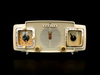 Vintage 1950s Old Gem Zenith Mid Century Antique Clock Art Deco Tube Radio