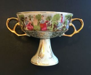 Vintage Royal Sealy Lusterware 2 Handled Pedestal Cup Bowl Compote Gold Japan
