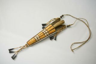 Sheffield Bone Knife And Native American Indian Beaded Quilled Sheath Circa 1880