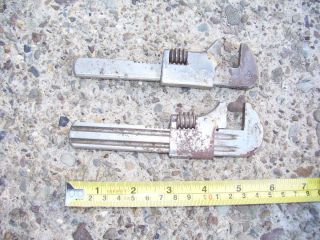 2 Old Antique Or Vintage Monkey Wrenches & Pipe Wrench 5 Inch - 1 Marked Diamond