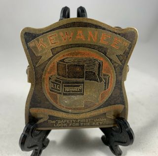 Antique Vintage " Kewanee " Brass Paper Clip The " Safety First " Union L@@k