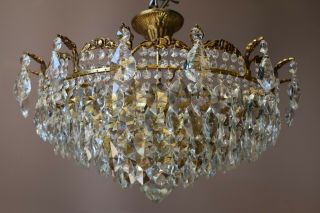 Flush Antique Vintage Crystal Chandelier,  Home Lamp,  Pendant,  Ceiling Lighting