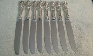 8 Sterling Silver Dinner Knives Set Reed Barton Francis 1 Flatware Plated Blade