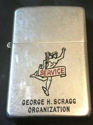 Vintage 1940’s Zippo Lighter Service George Scragg Organization Advertising Nr