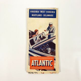 1949 Atlantic Service Station Road Map Maryland Delaware West Virginia Gas Oil