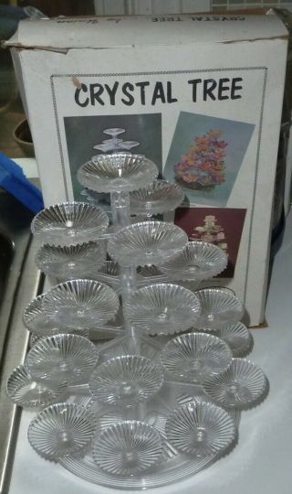 Vtg Plastic Christmas Crystal Tree Holiday Party Decoration Union Products Box