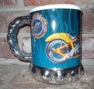 Orange County Choppers Coffee Tea Beer Mug Chrome Harley 2004 12oz 4 " W X 5 1/2 " H