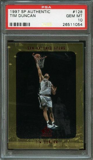 1997 - 98 Sp Authentic 128 Tim Duncan San Antonio Spurs Rookie Card Psa 10