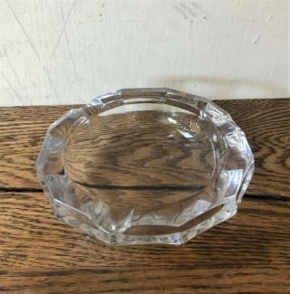 Vintage Heavy Cut Crystal Clear Glass Paperweight Ashtray - 5.  5 " Round