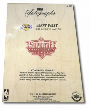 Jerry West Signed Autographed Game Floor 16 - 17 Supreme Hardcourt B Lakers UDA 2