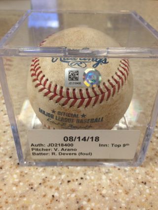 Rafael Devers Game Mlb Authenticated Foul Ball Red Sox
