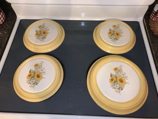 Vintage 9.  5 " 10.  5” Top Burner Covers Set Of 4 Ceramic Yellow Daisy Sunflower