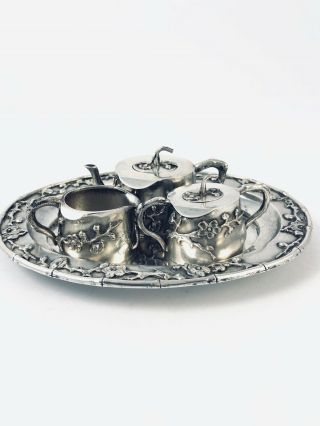Chinese Export Silver 4 Piece Miniature Tea Set