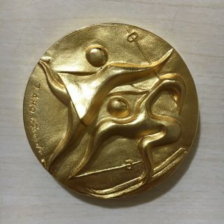 1972 Sapporo Olympic Winter Games Souvenir Medal Taro Okamoto Gold Plated