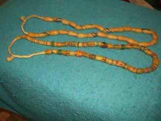 2 Vintage African Trade Bead Necklace Sand Glass Beads (9)