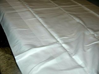Vintage Antique White Irish Linen Damask 91 " Tablecloth Elegant Band Design