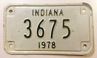 Vintage 1978 Indiana Motorcycle License Plate - Hard To Find Low Number