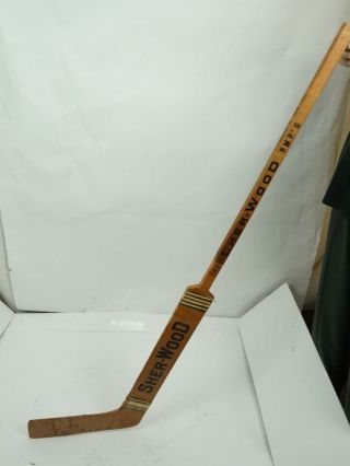 Vintage Sher - Wood Goalie Stick Hockey Wooden Brown