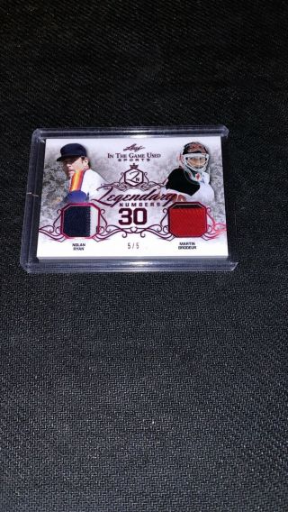 2019 Leaf In The Game Sports Jersey Patch Dual Nolan Ryan Martin Brodeur /5