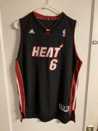 Authentic Miami Heat Lebron James Youth Xl Basketball Jersey Adidas Black A4
