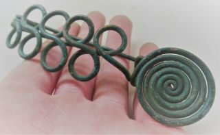 Rare Ancient Celtic Halstatt Twisted Spiral Spectacle Brooch Large