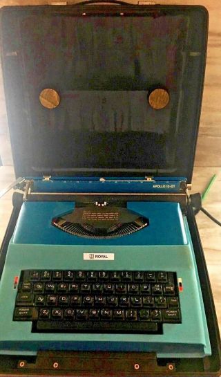 Vintage Royal Apollo - 12 Gt Electric Typewriter Case Aqua Turquoise