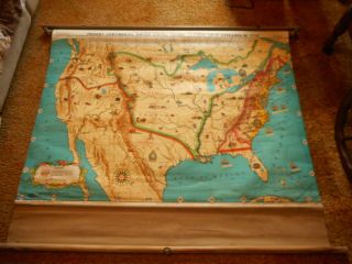 Vintage Roll Up School Map Weber & Costello Co.  42 - 1/2 " By 52 "