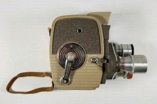 Vintage K - 26 Keystone 3 Lens Movie Camera 8mm W/ 1958 - 1960 Rawhide Leather Case