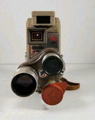 Vintage K - 26 Keystone 3 Lens Movie Camera 8mm W/ 1958 - 1960 Rawhide Leather Case 3