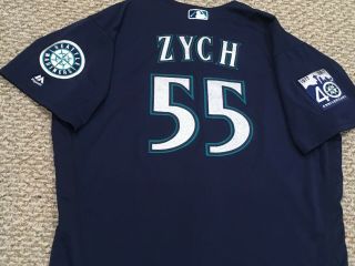 Zych Size 48 55 2017 Seattle Mariners Game Jersey Road Blue 40th Mlb