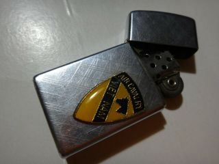 Year 1967 Polished Chrome Zippo Slim Lighter With US 1st CAVALRY Division Logo 2