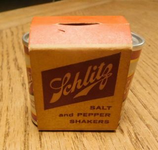 1957 Schlitz Beer Salt And Pepper Shakers Cans Vintage Bar Advertising
