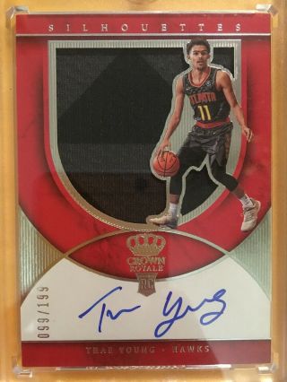 18 - 19 Trae Young Crown Royale Rookie Auto Relic Rc Silhouettes 099/199 Silo