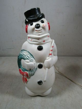 Vintage 1968 Empire Plastic Blow Mold Snowman Lighted Christmas Decoration