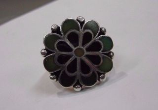 Vintage 925 Sterling Silver Ring With Onyx And Jade - Like Stones,  Size 5,  546 - X