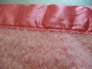 Vintage Kenwood Red/pink Wool Blanket Satin Binding 70 " X 76 "