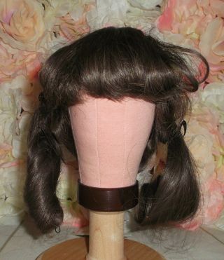 Vintage Brunette Brown Human Hair Doll Wig 14 Pigtails Or Side Braids Tagged Cmc