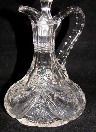 CRUET Crystal Hand Blown Vintage with Flower Pattern and Stopper 2