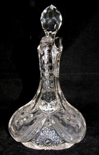 CRUET Crystal Hand Blown Vintage with Flower Pattern and Stopper 3