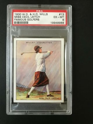 1930 W.  D.  & H.  O.  Wills Famous Golfers: Miss Cecil Leitch 13 Psa Grade 6