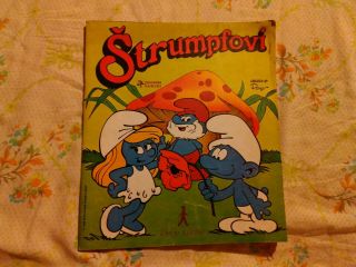 Vintage Album Stickers Smurfs Complete Panini 1984 Peyo Dečje Novine Yugoslavia