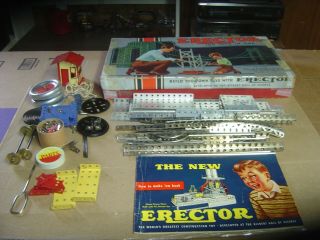 Vintage Erector Set No.  4 1/2 In Cardboard Box W/ Wind - Up Motor
