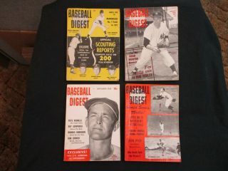 Baseball Digest - Four Vintage 1958 Issues - March - August - Sept - Oct/nov