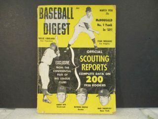 BASEBALL DIGEST - Four vintage 1958 Issues - March - August - Sept - Oct/Nov 3