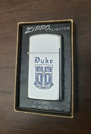 Duke University Vintage Zippo Slim Lighter W/original Box (1973)