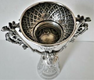 ANTIQUE GERMAN SOLID SILVER WAGER WEDDING CUP & BELL ORNATE 20 CM 253 GR. 3