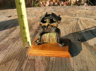 Old Antique Dc Mini - Toy Electric Motor Cast Iron Belt Pulley Lineshaft Engine ?