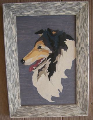 2 Vintage 60’s Paint By Number Paintings Collie And Sheltie Framed Mid - Century